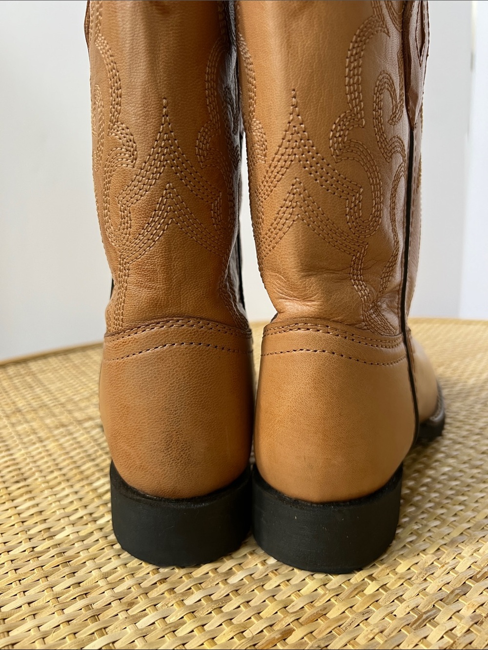 Cody James Kids Leather Cowboy Cowgirl Boots Light brown Unisex Embroidered 1.5 - Picture 5 of 12